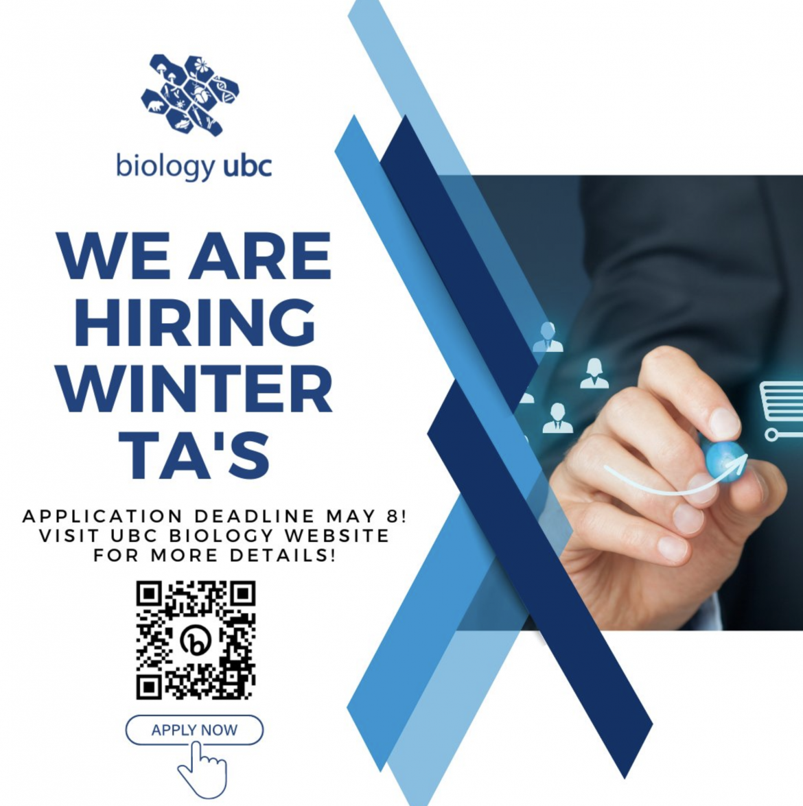 Deadline for application Biology TA 2023W Positions Department of